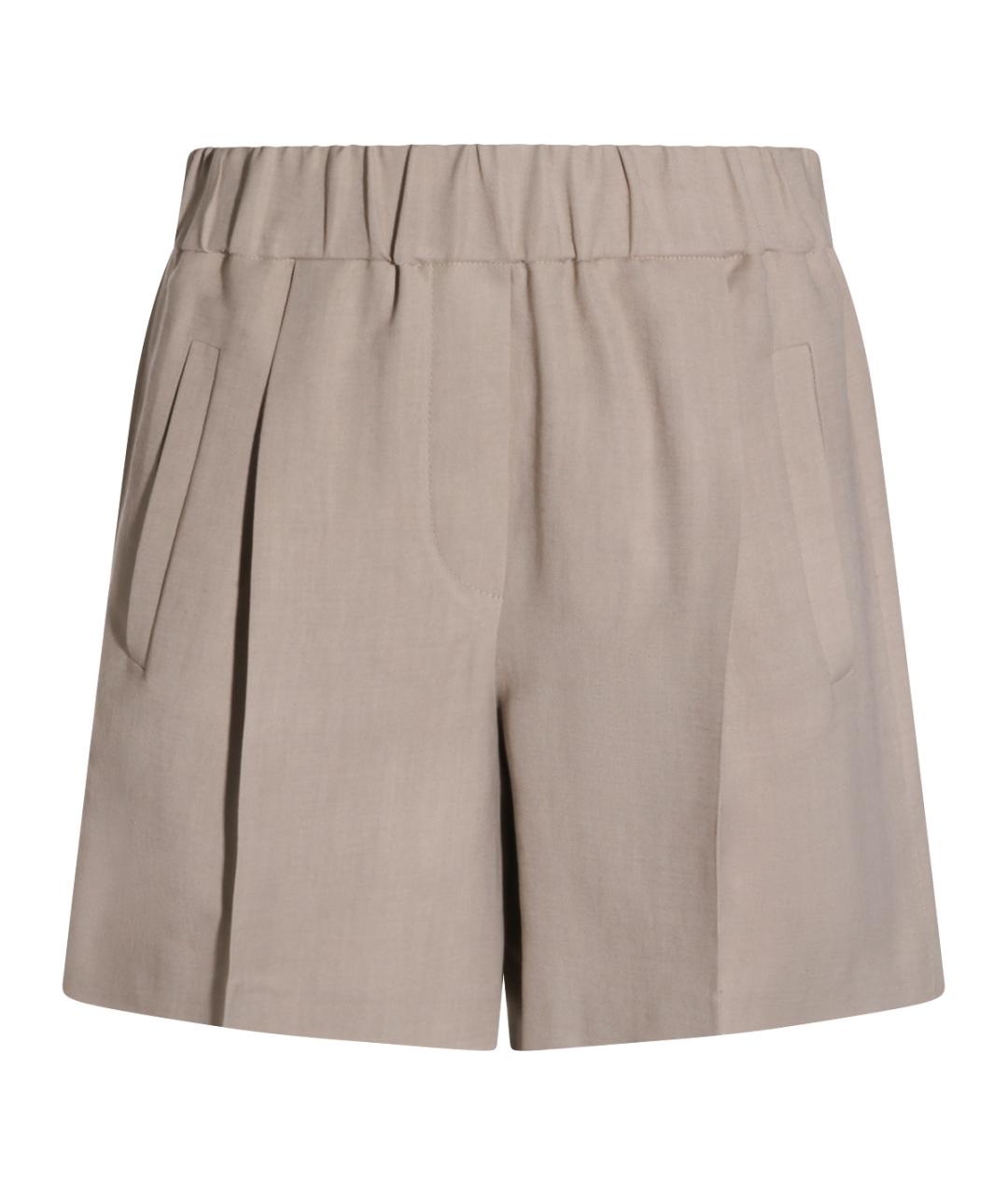 BRUNELLO CUCINELLI Бежевые вискозные шорты, фото 1