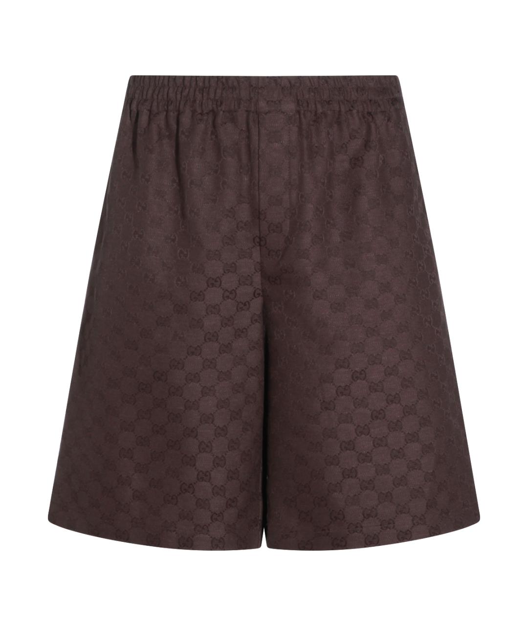 GUCCI Коричневые льняные шорты, фото 1