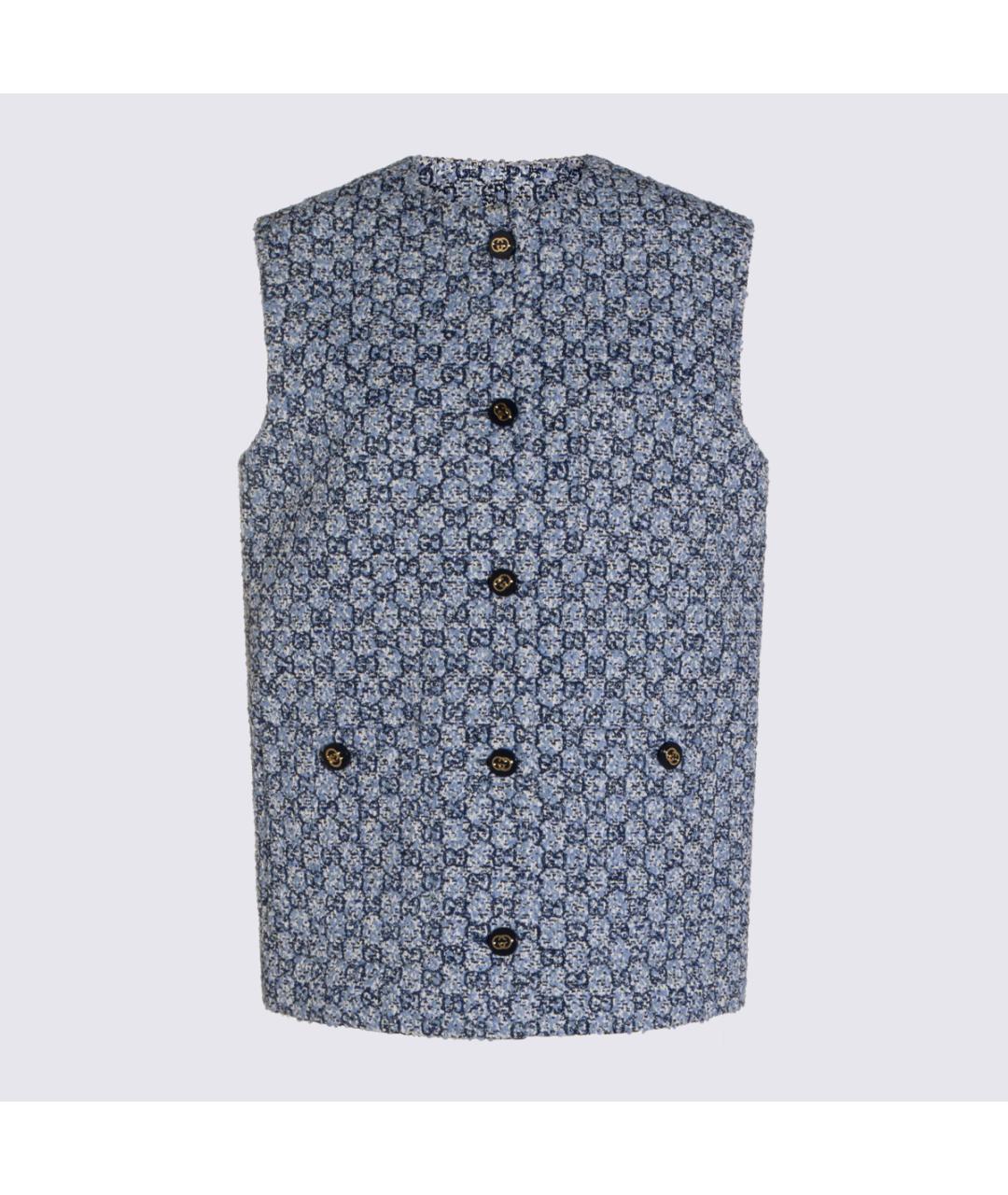 GUCCI Голубой вискозный жилет, фото 2