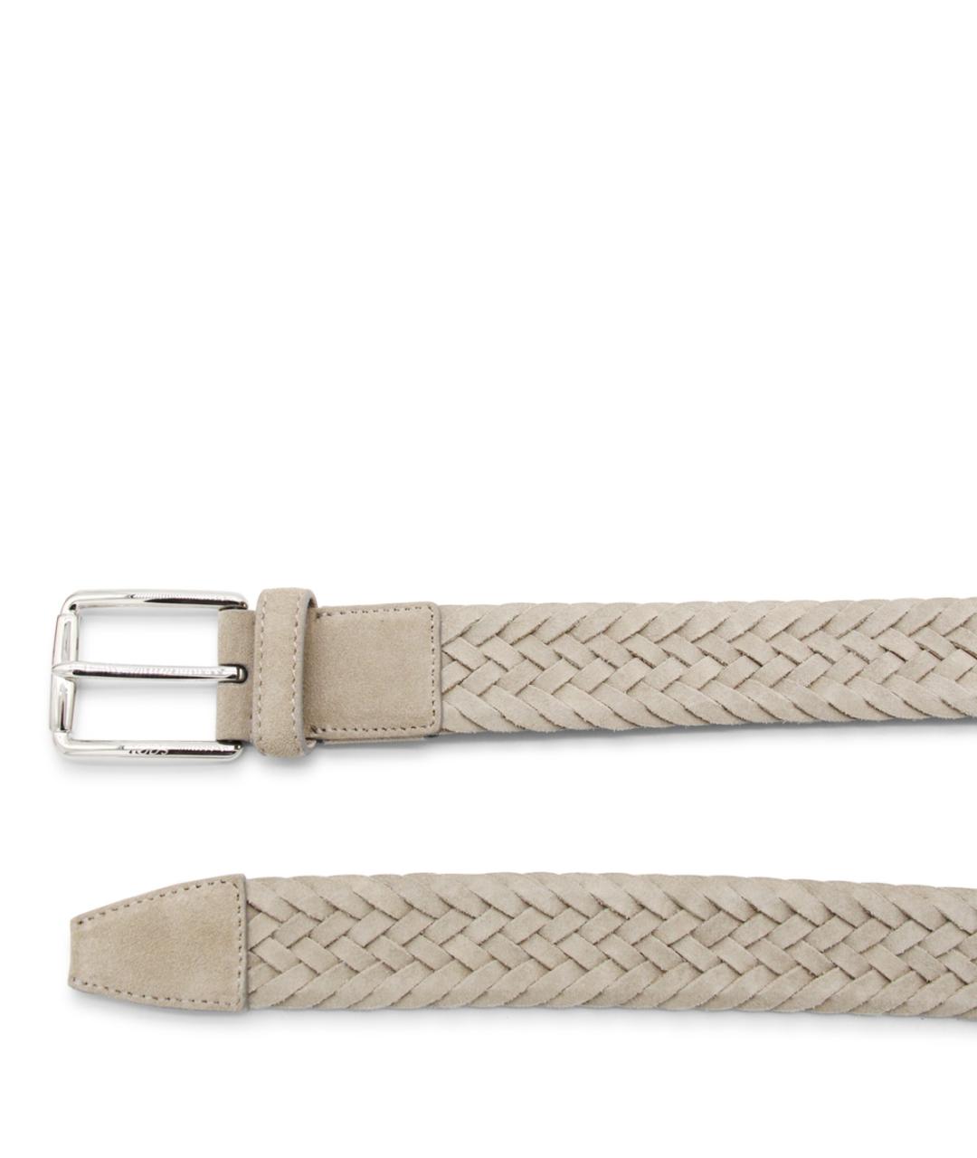 TOD'S Серый кожаный ремень, фото 2