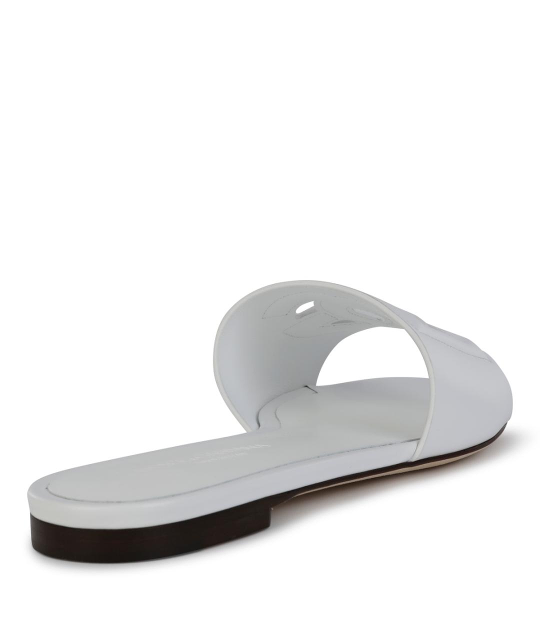 DOLCE&GABBANA Белые кожаные шлепанцы, фото 3