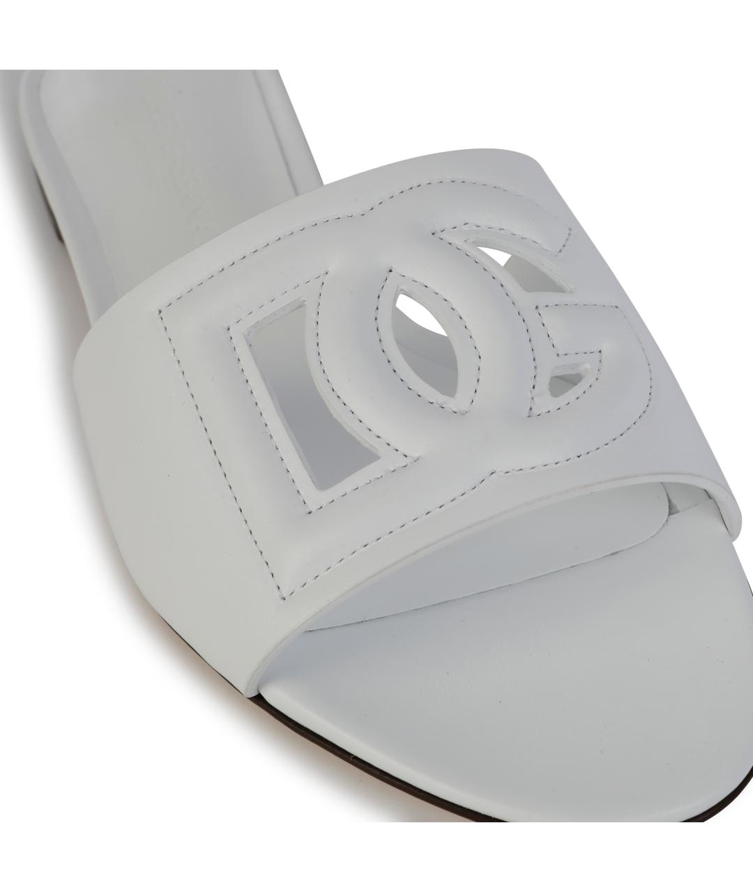 DOLCE&GABBANA Белые кожаные шлепанцы, фото 4