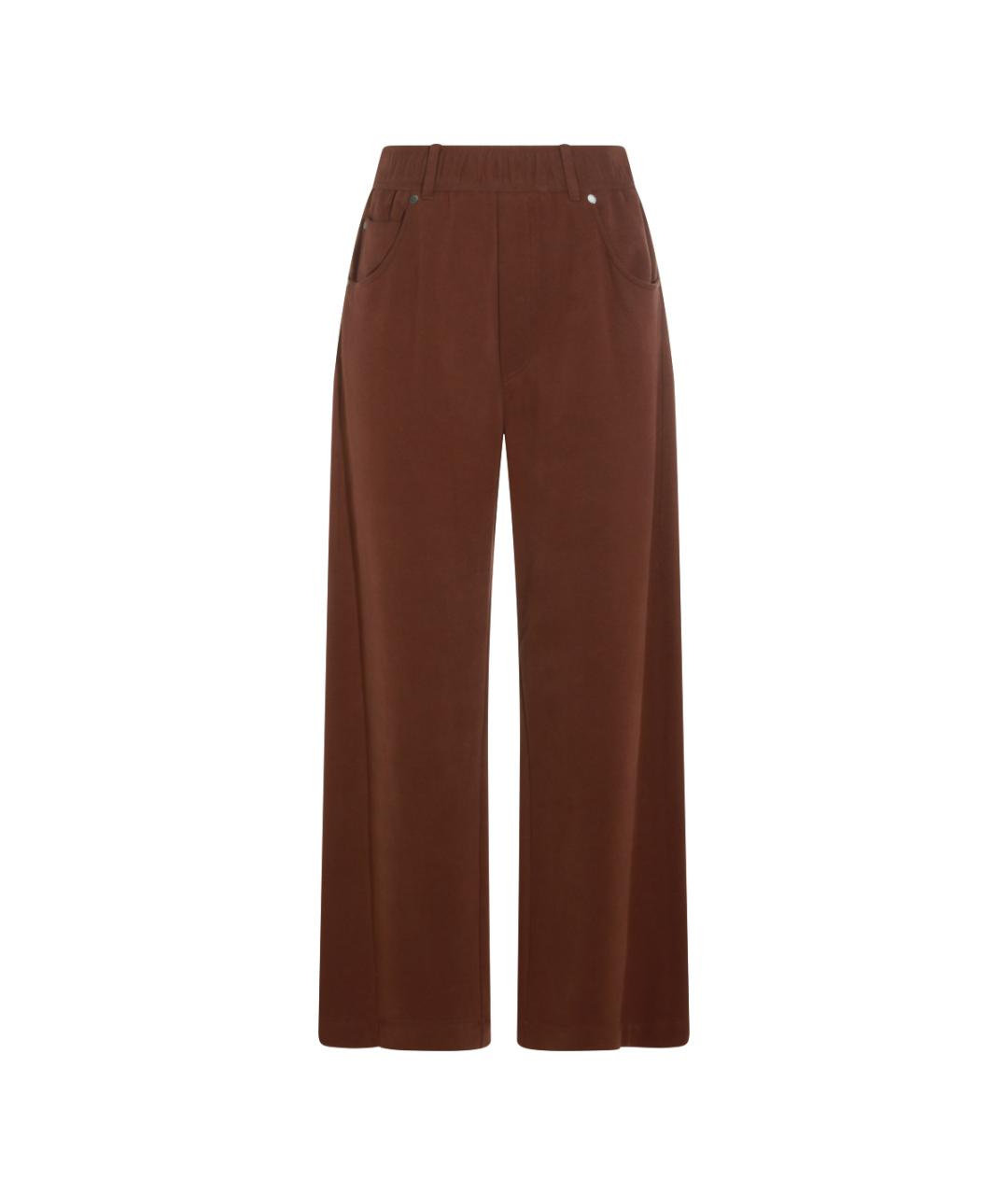 BRUNELLO CUCINELLI Коричневые хлопковые прямые брюки, фото 1