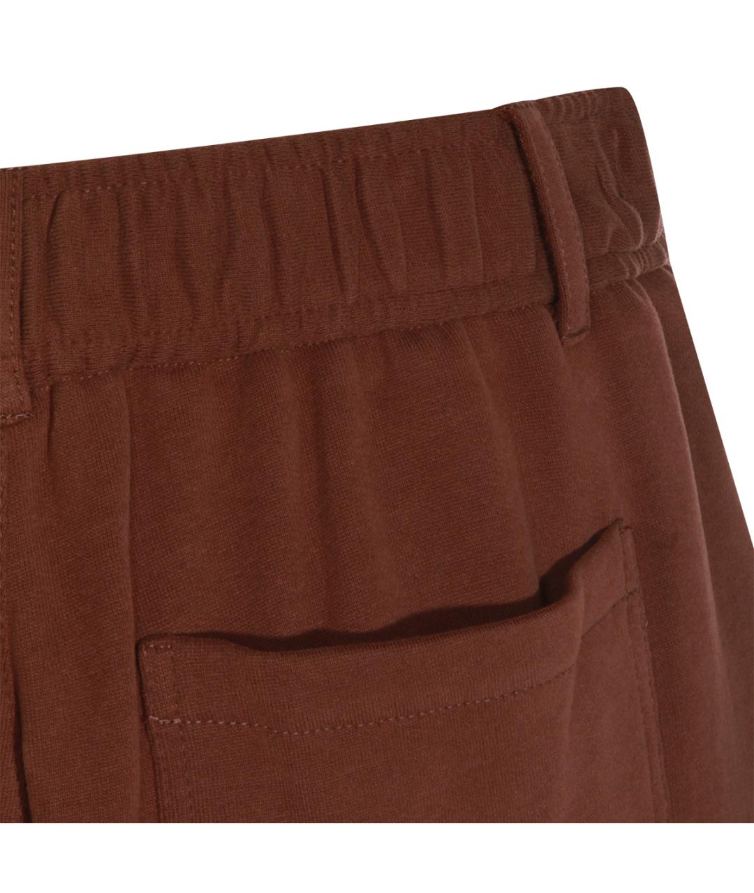 BRUNELLO CUCINELLI Коричневые хлопковые прямые брюки, фото 4