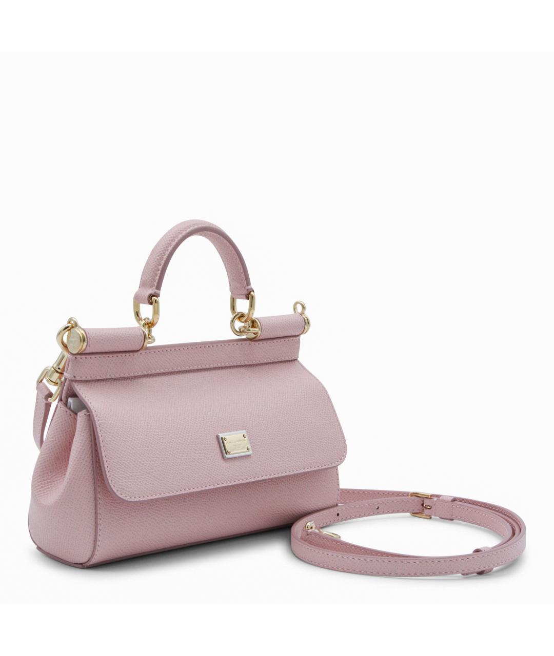 DOLCE&GABBANA Розовая кожаная сумка тоут, фото 3