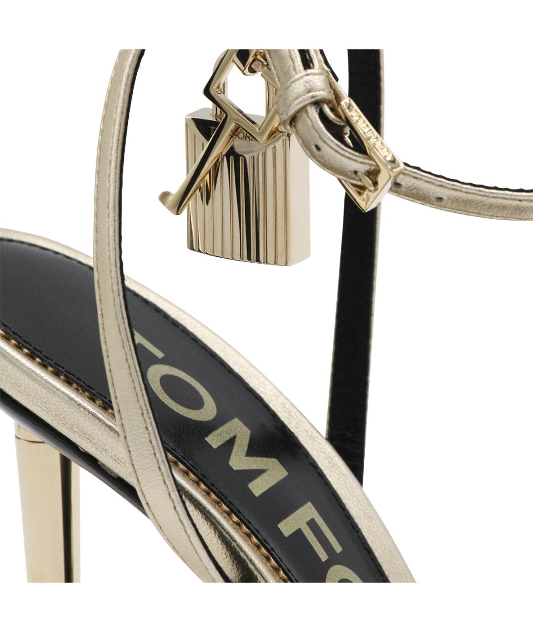 TOM FORD Золотые кожаные босоножки, фото 4