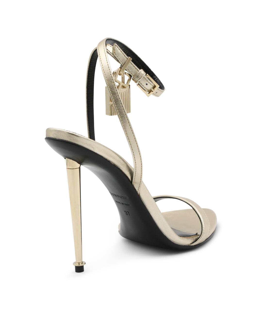 TOM FORD Золотые кожаные босоножки, фото 3