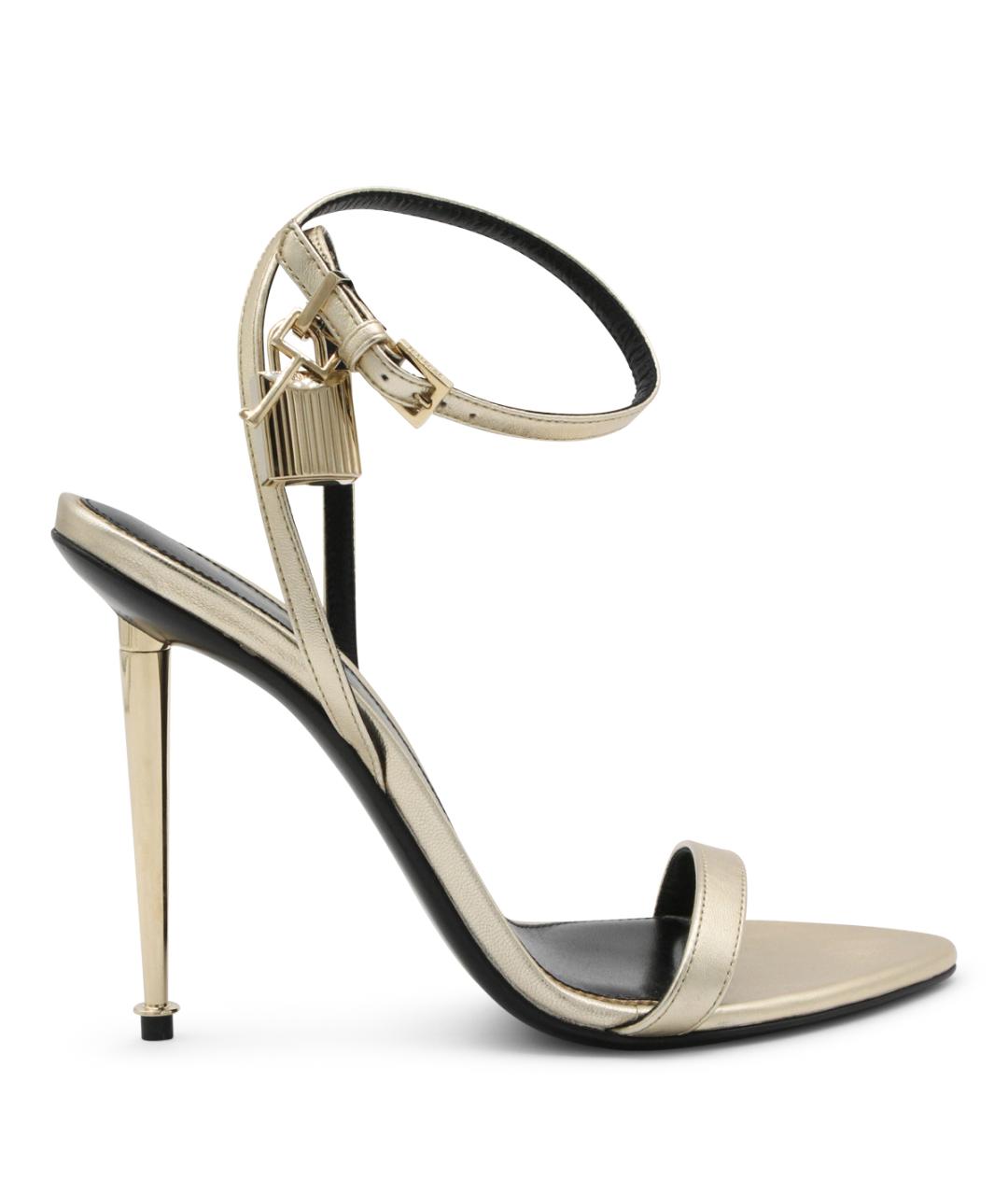 TOM FORD Золотые кожаные босоножки, фото 1