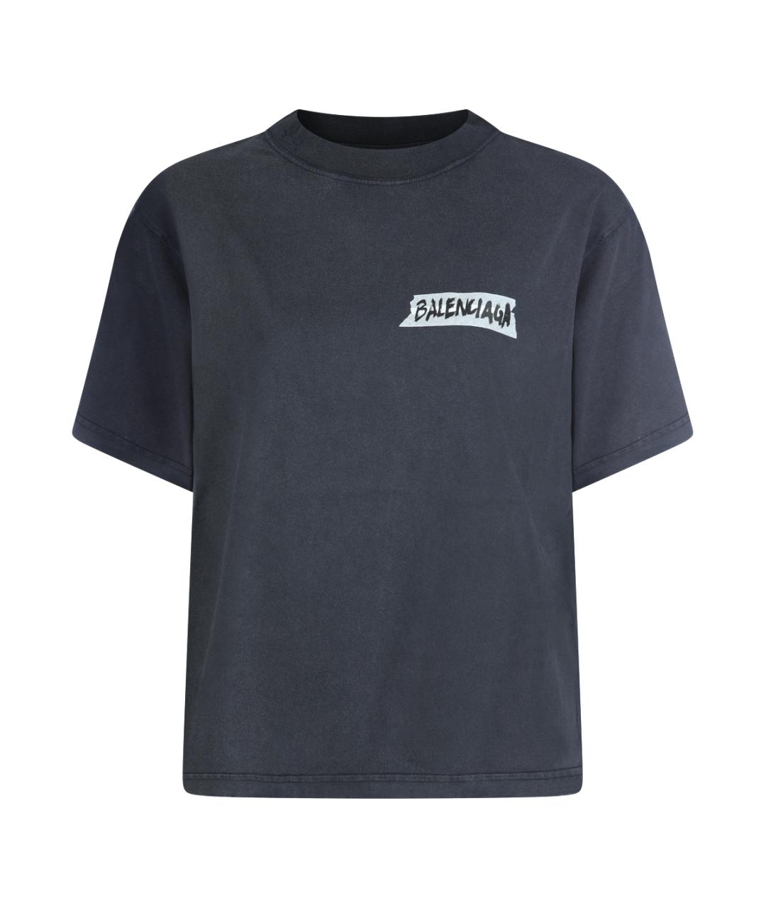 BALENCIAGA Черная хлопковая футболка, фото 1