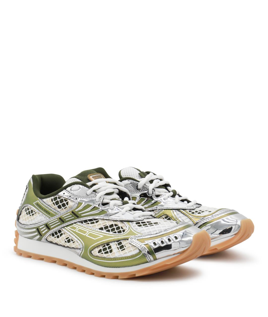 BOTTEGA VENETA Зеленые текстильные низкие кроссовки / кеды, фото 2