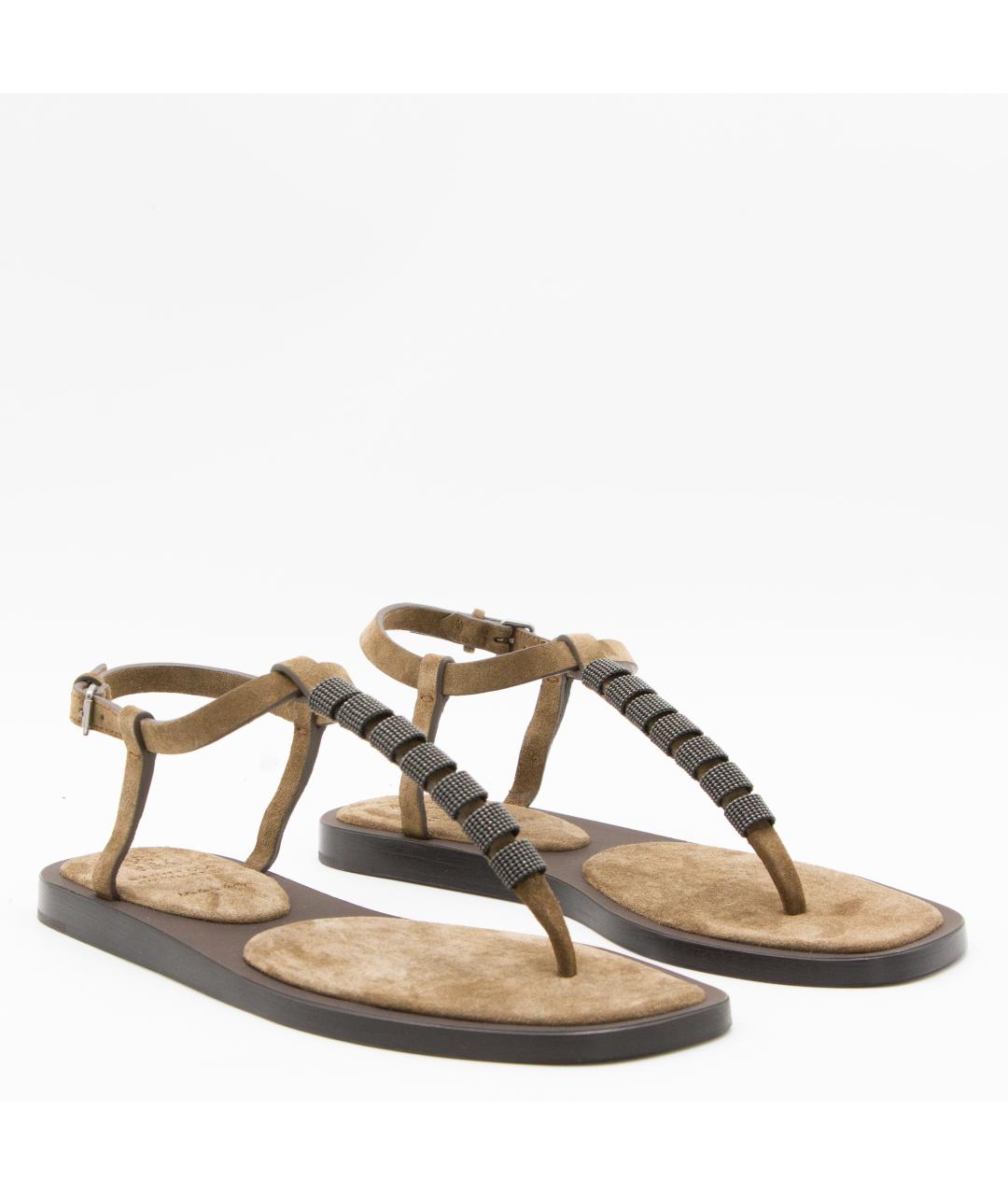 BRUNELLO CUCINELLI Коричневые замшевые сандалии, фото 3