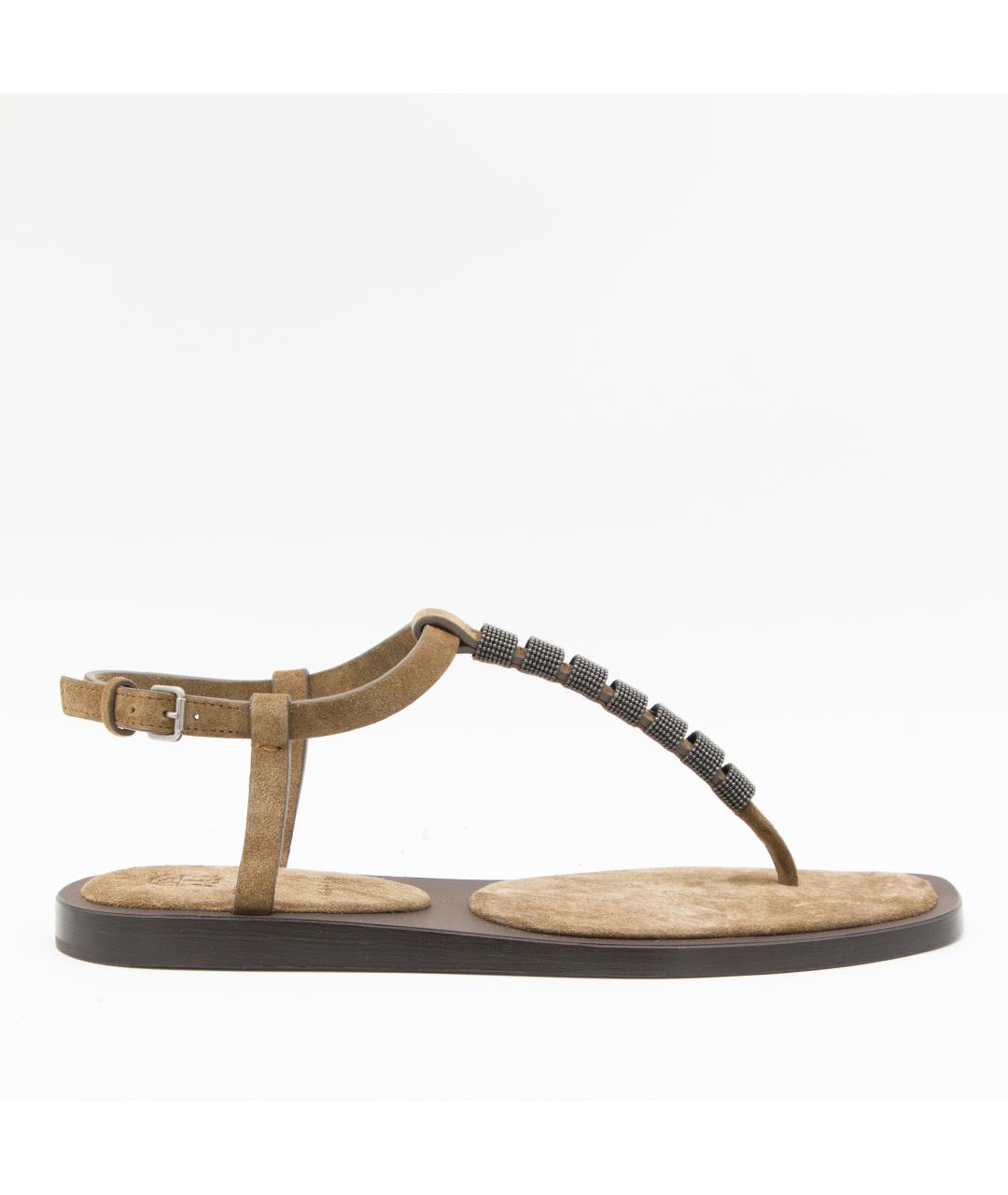 BRUNELLO CUCINELLI Коричневые замшевые сандалии, фото 2