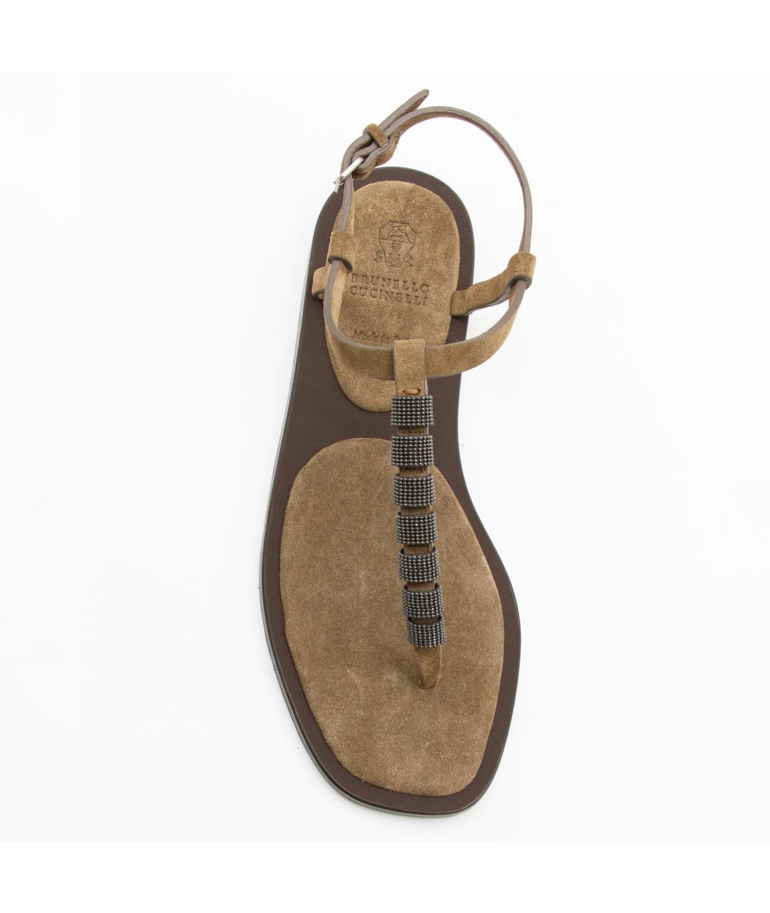BRUNELLO CUCINELLI Коричневые замшевые сандалии, фото 5