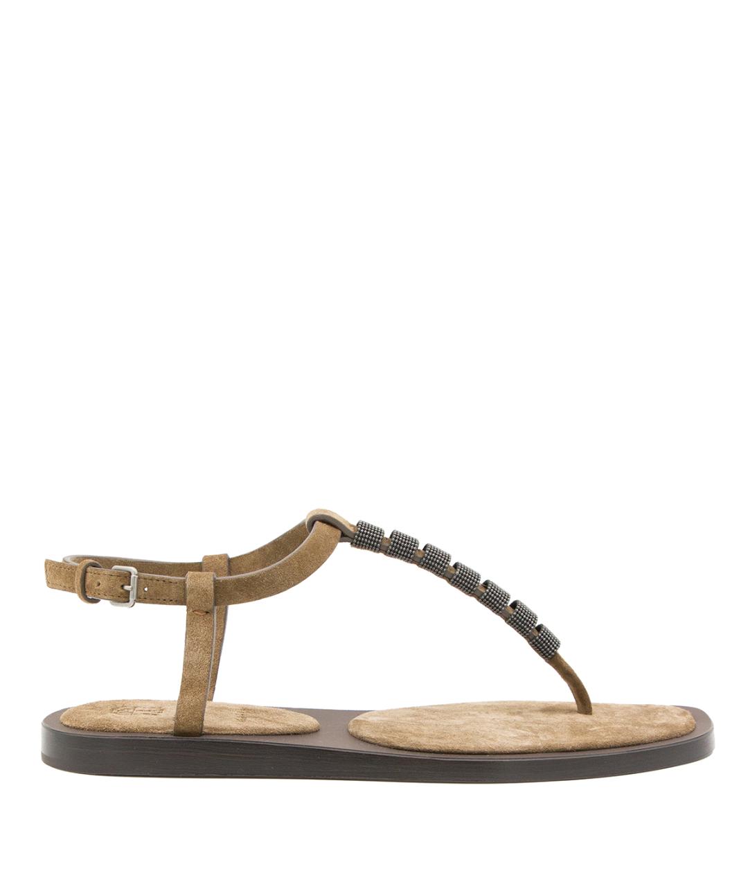 BRUNELLO CUCINELLI Коричневые замшевые сандалии, фото 1