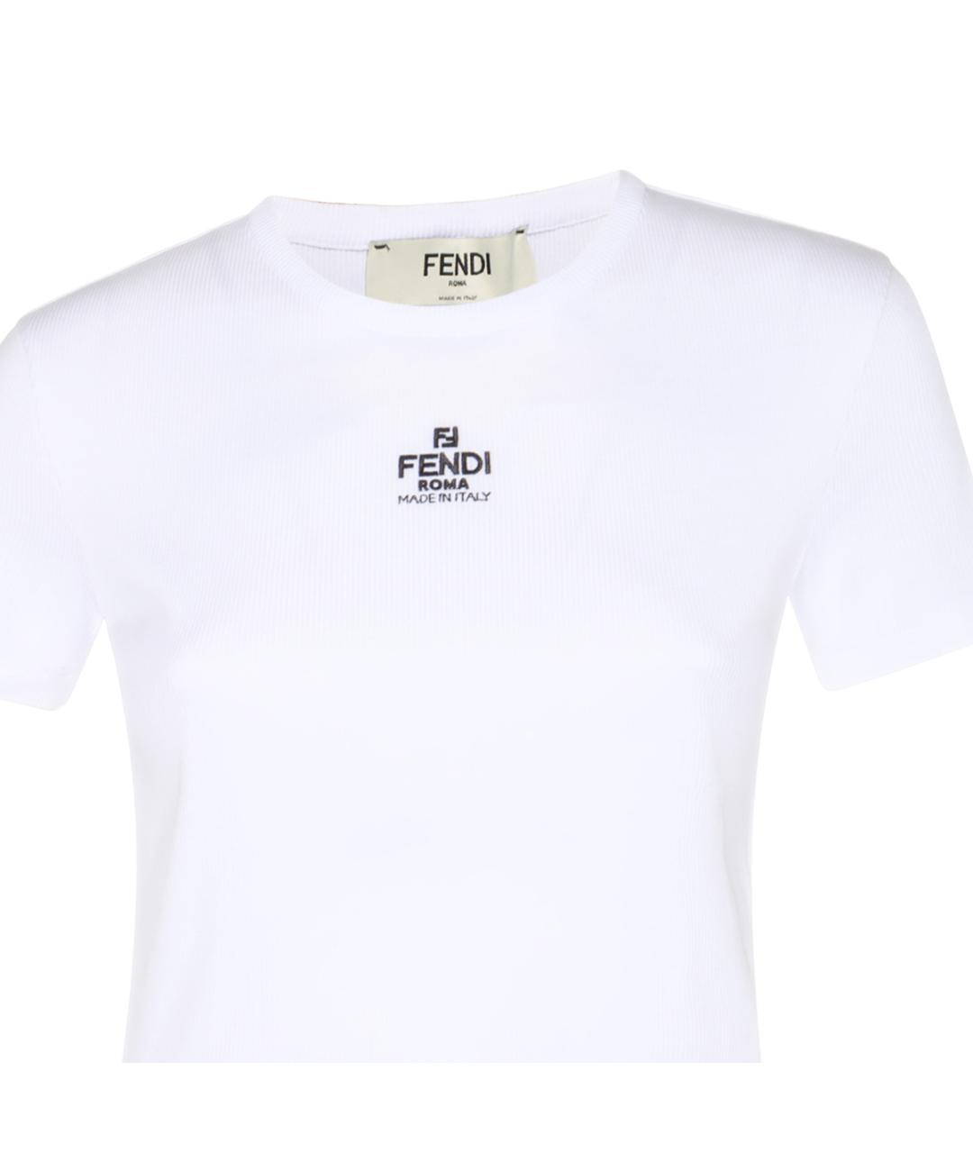 FENDI Белая хлопковая футболка, фото 3