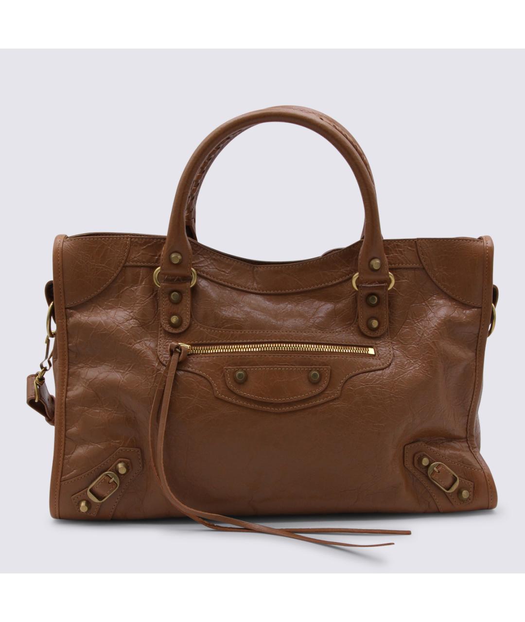 BALENCIAGA Коричневая кожаная сумка тоут, фото 2