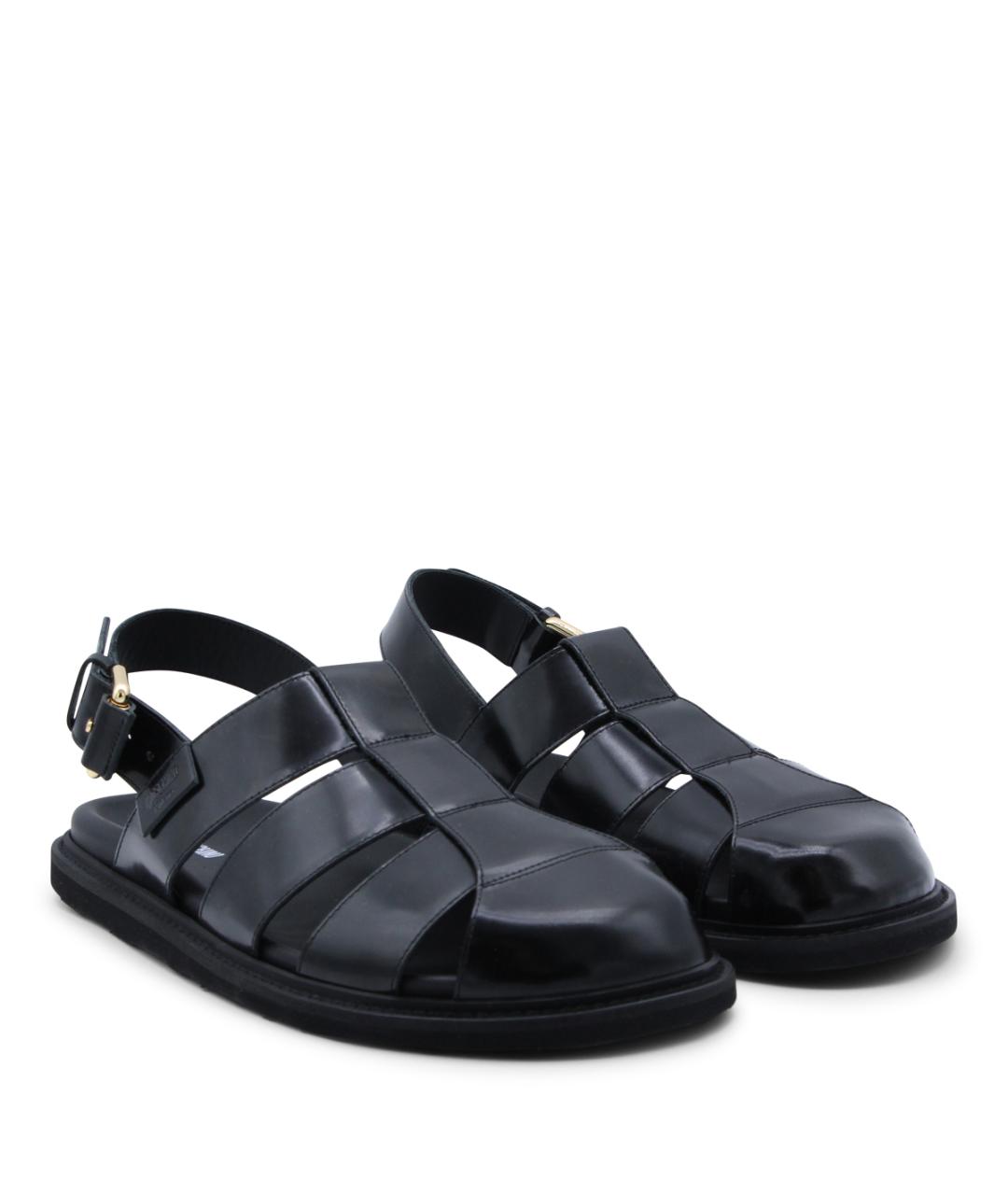 MOSCHINO Черные кожаные сандалии, фото 2