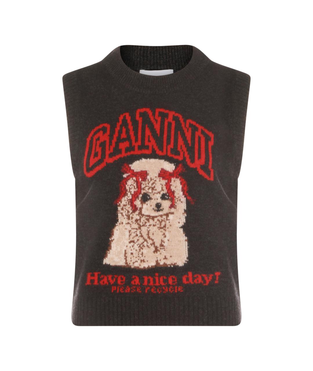 GANNI Черный шерстяной джемпер / свитер, фото 1