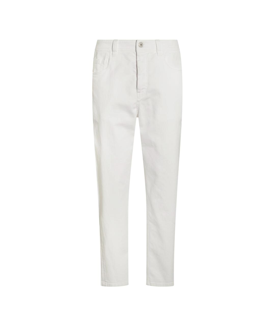 BRUNELLO CUCINELLI Белые хлопко-эластановые прямые джинсы, фото 1