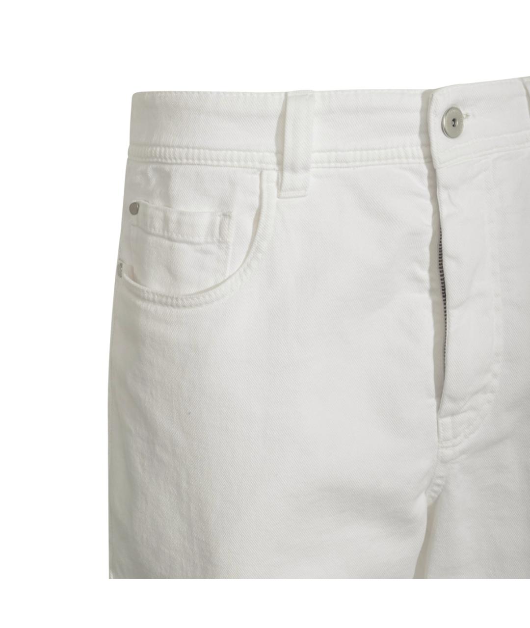 BRUNELLO CUCINELLI Белые хлопко-эластановые прямые джинсы, фото 3
