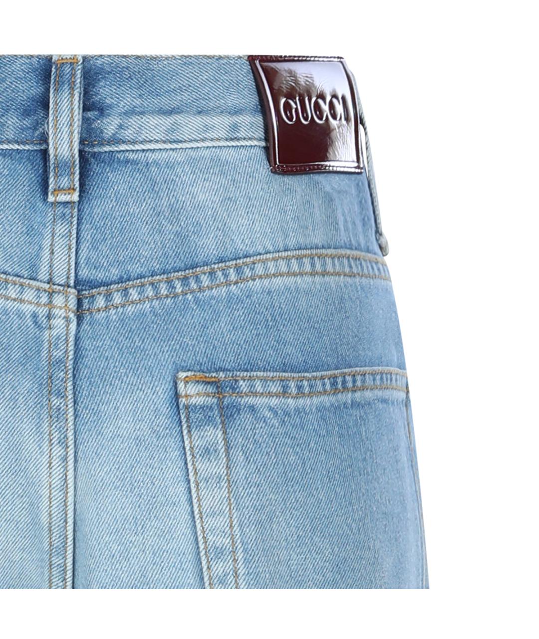 GUCCI Голубые хлопковые джинсы клеш, фото 4