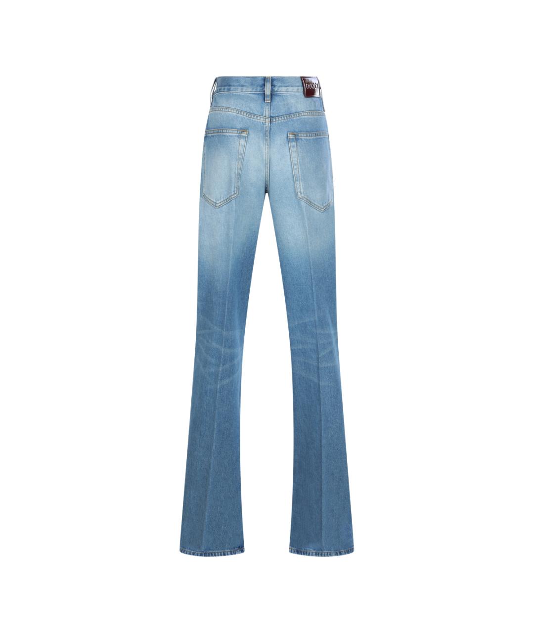 GUCCI Голубые хлопковые джинсы клеш, фото 2