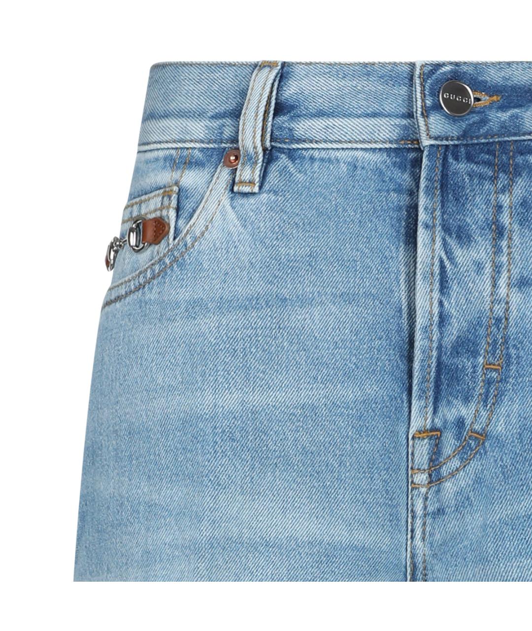 GUCCI Голубые хлопковые джинсы клеш, фото 3