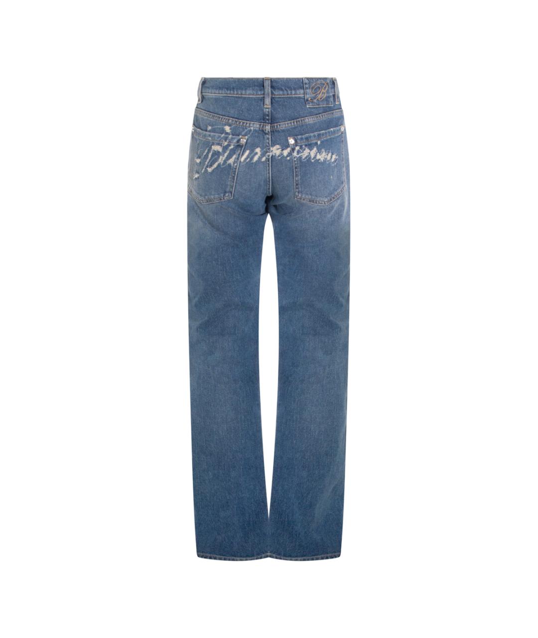 BLUMARINE Голубые хлопковые прямые джинсы, фото 2