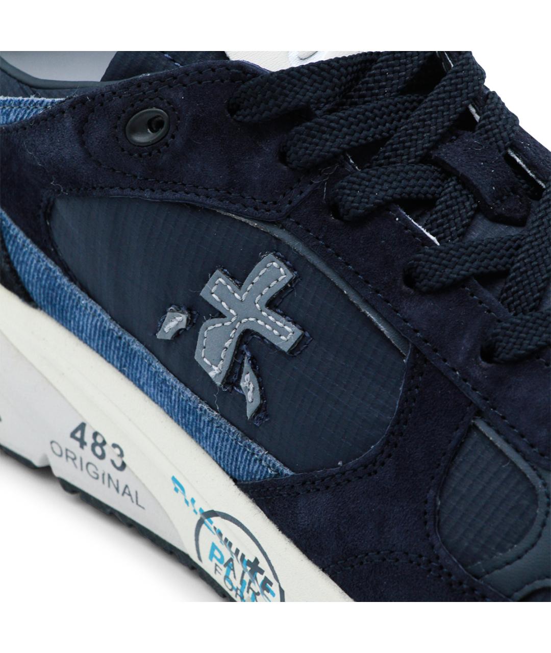 PREMIATA Синие кожаные низкие кроссовки / кеды, фото 4