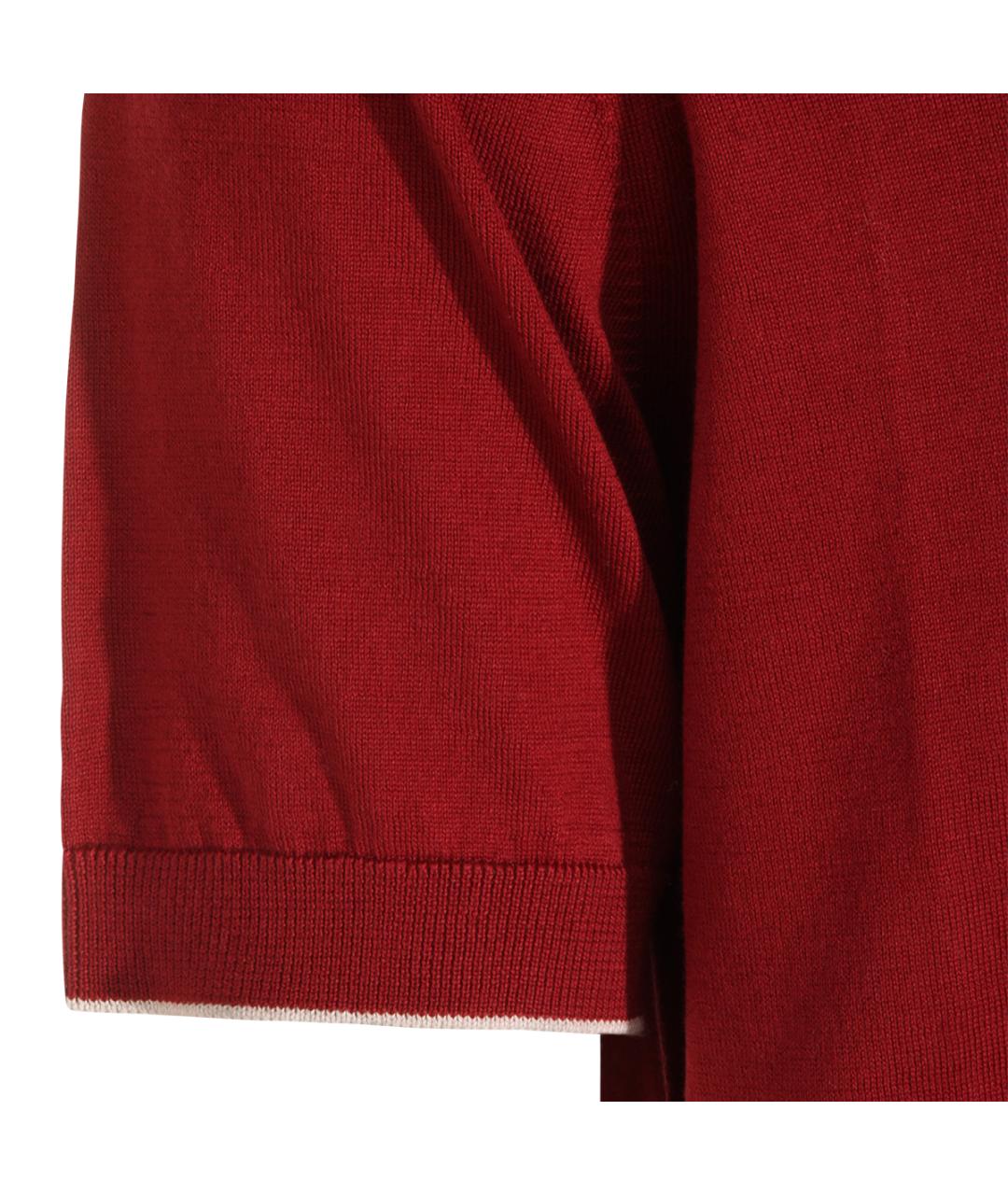 BRUNELLO CUCINELLI Красное хлопковое поло с коротким рукавом, фото 3