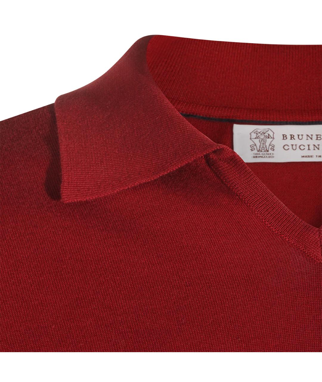 BRUNELLO CUCINELLI Красное хлопковое поло с коротким рукавом, фото 4