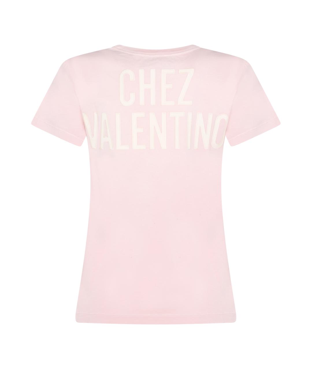 VALENTINO Розовая хлопковая футболка, фото 2