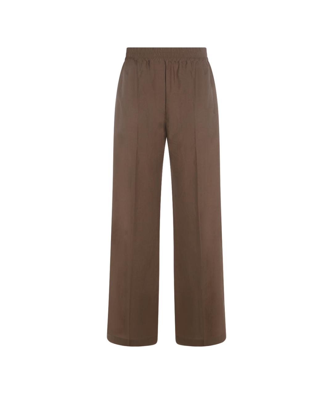 BRUNELLO CUCINELLI Коричневые хлопко-эластановые прямые брюки, фото 1