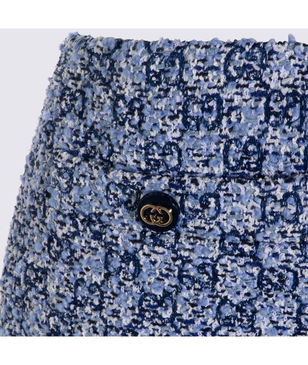 GUCCI Голубая вискозная юбка мини, фото 4