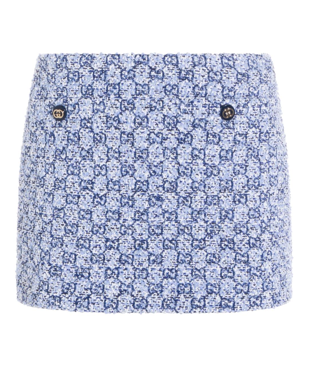 GUCCI Голубая вискозная юбка мини, фото 1