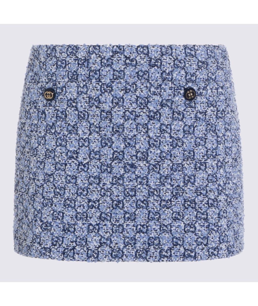 GUCCI Голубая вискозная юбка мини, фото 2
