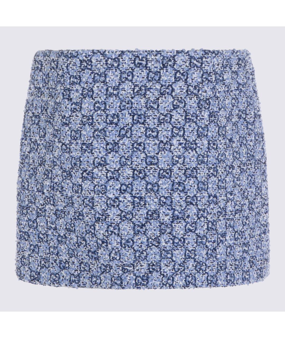GUCCI Голубая вискозная юбка мини, фото 3