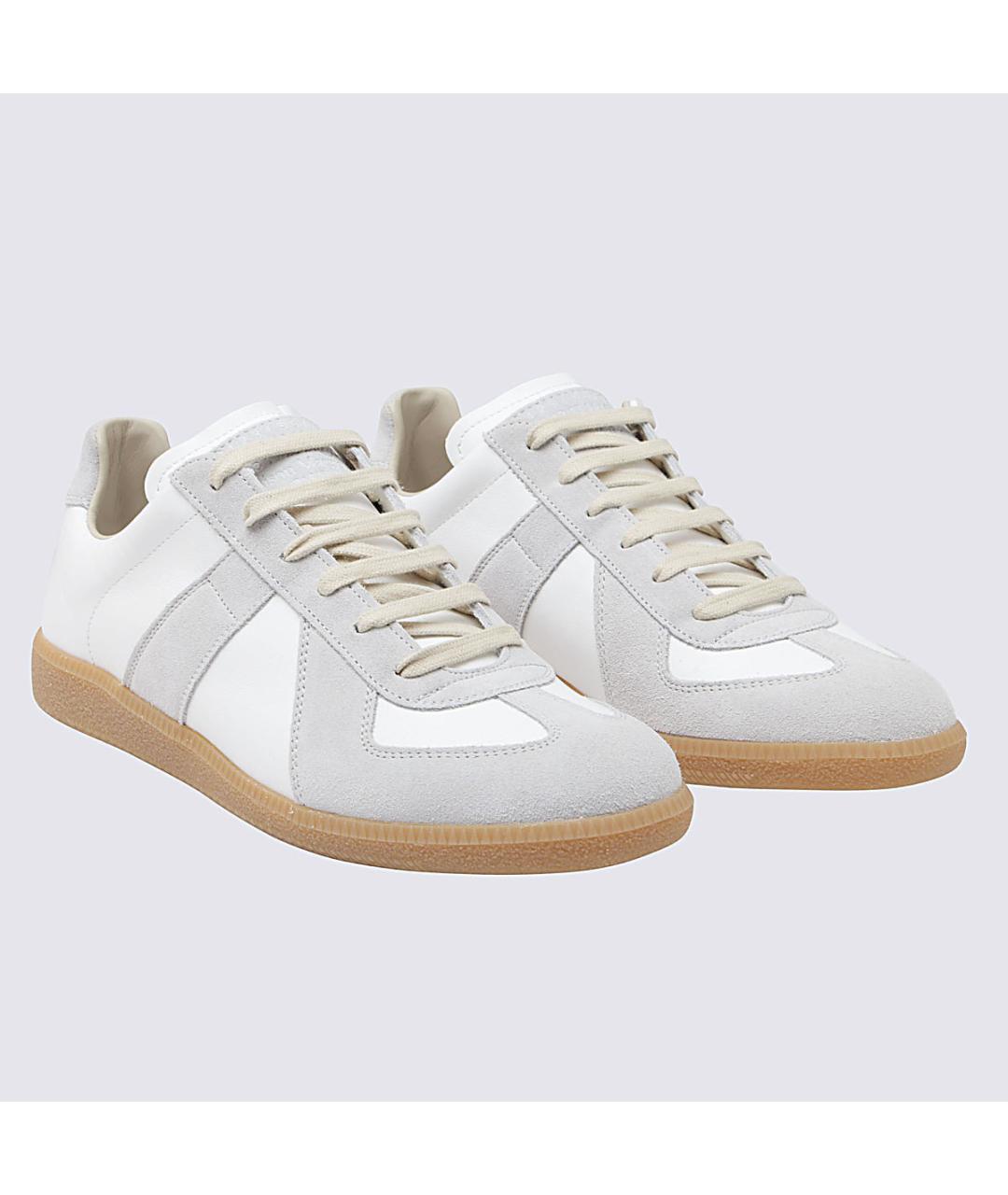 MAISON MARGIELA Белые кожаные низкие кроссовки / кеды, фото 2