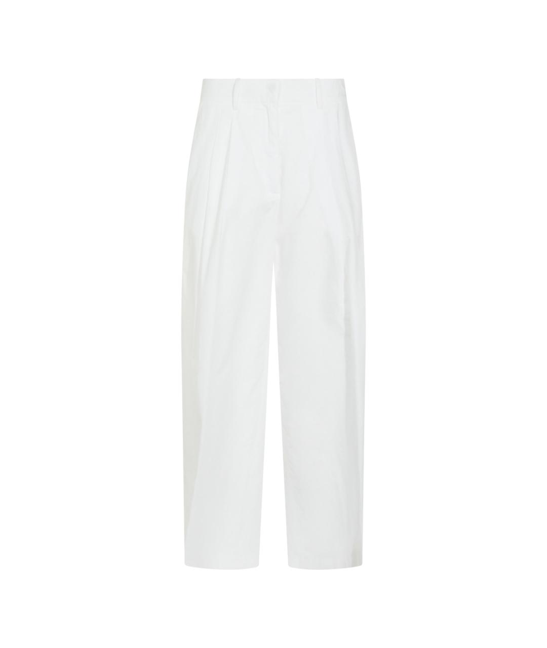 MOORER Белые хлопковые прямые брюки, фото 1