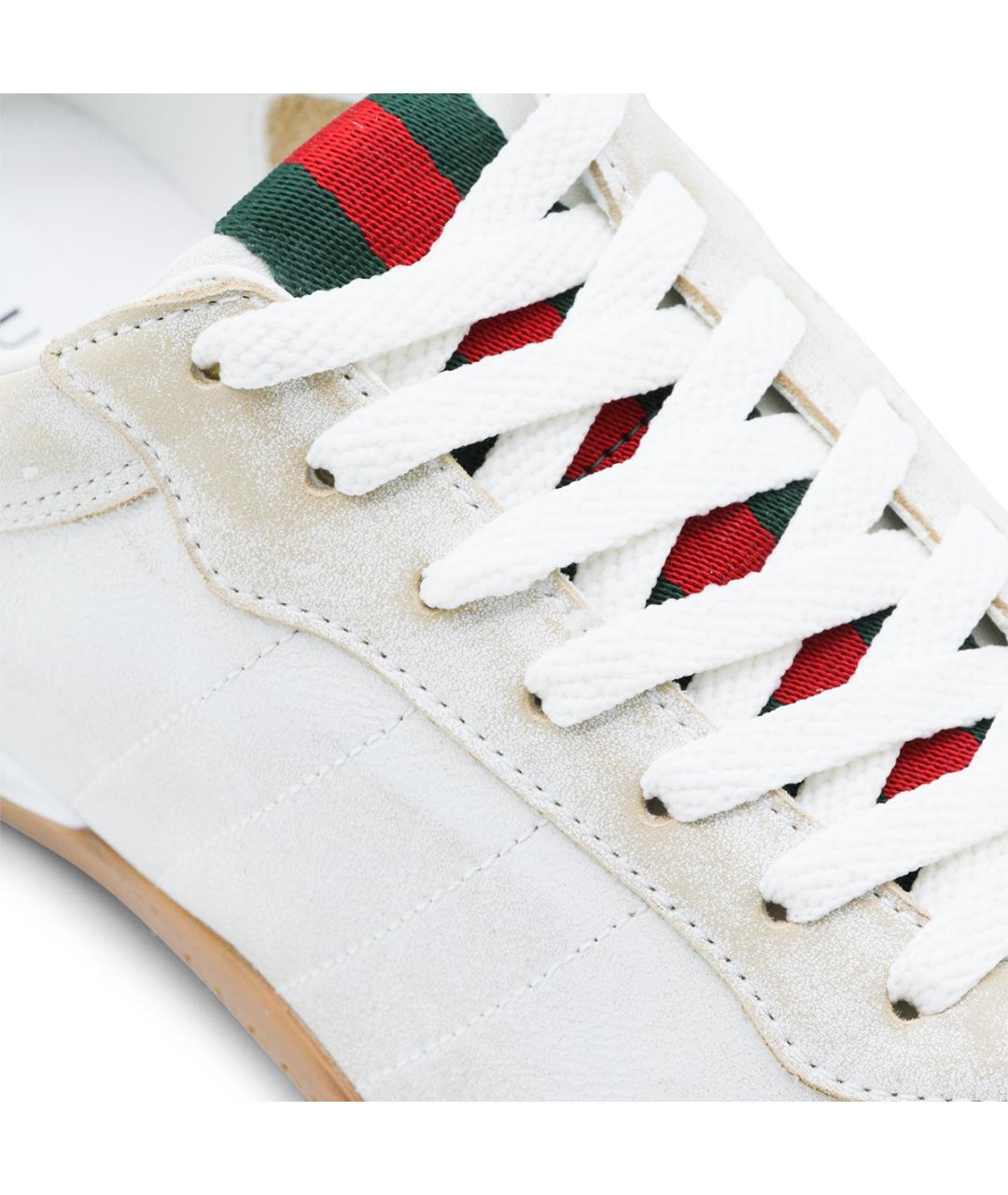 GUCCI Белые кожаные кроссовки, фото 4