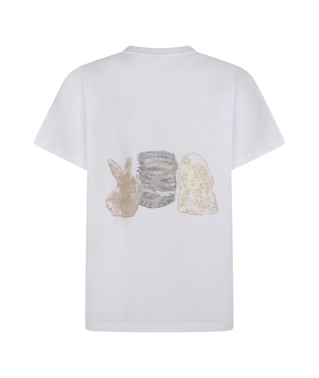 GANNI Белая хлопковая футболка, фото 2