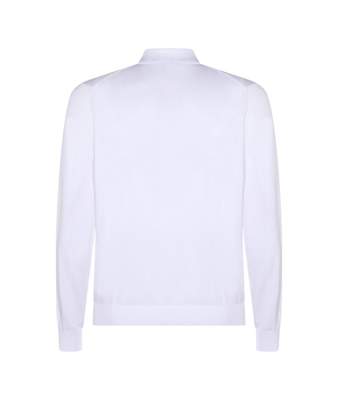 MALO Белое хлопковое поло с длинным рукавом, фото 2