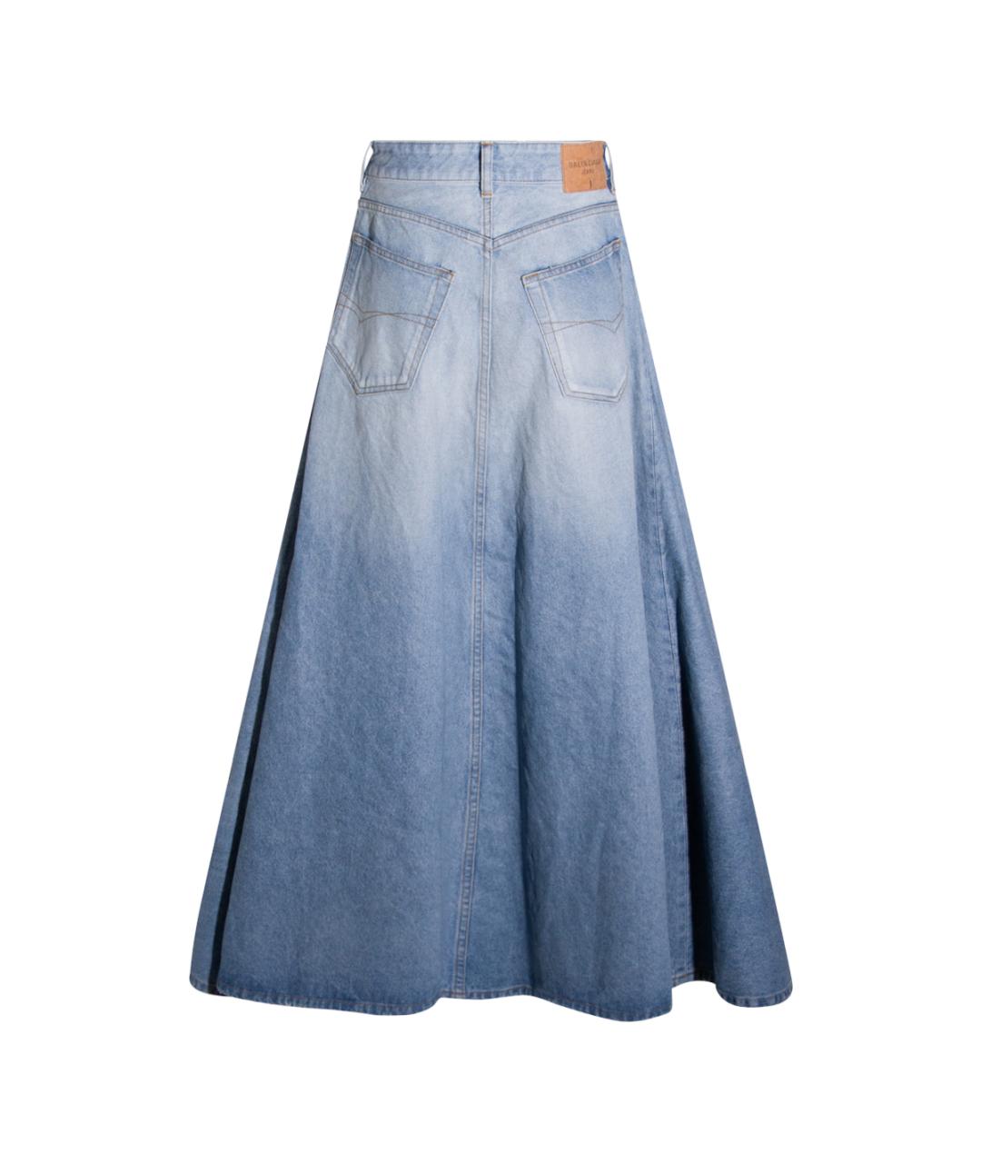 BALENCIAGA Голубая хлопковая юбка миди, фото 2