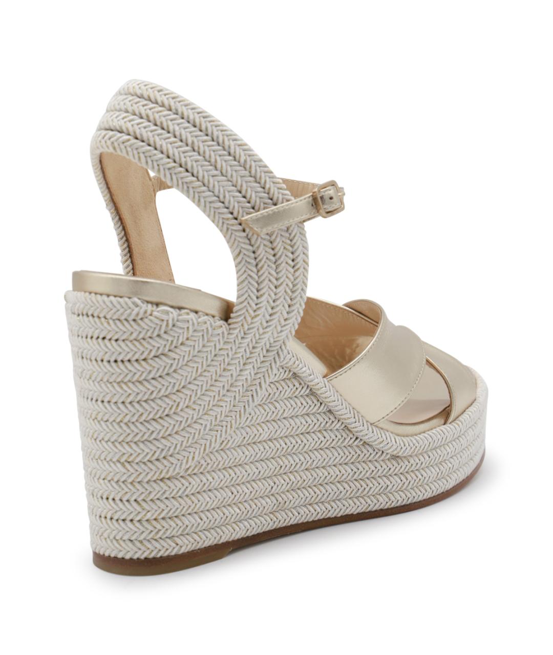 JIMMY CHOO Золотые кожаные босоножки, фото 3