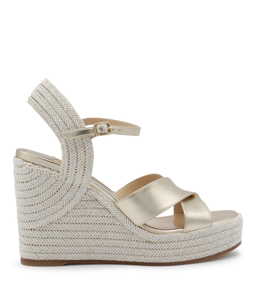 JIMMY CHOO Золотые кожаные босоножки, фото 1