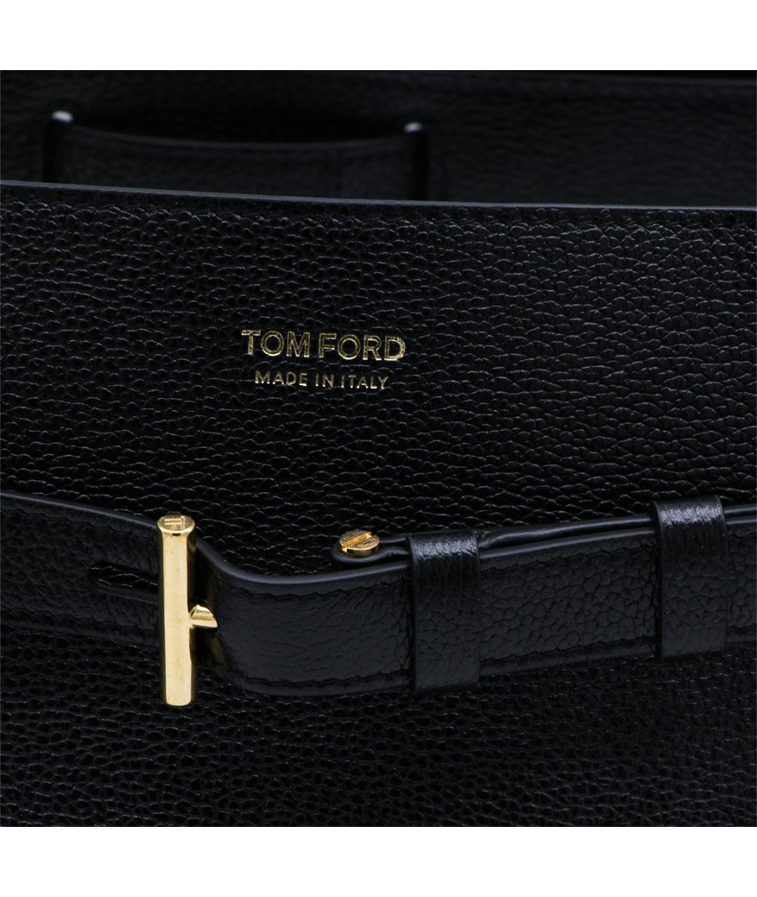 TOM FORD Черная кожаная сумка тоут, фото 4