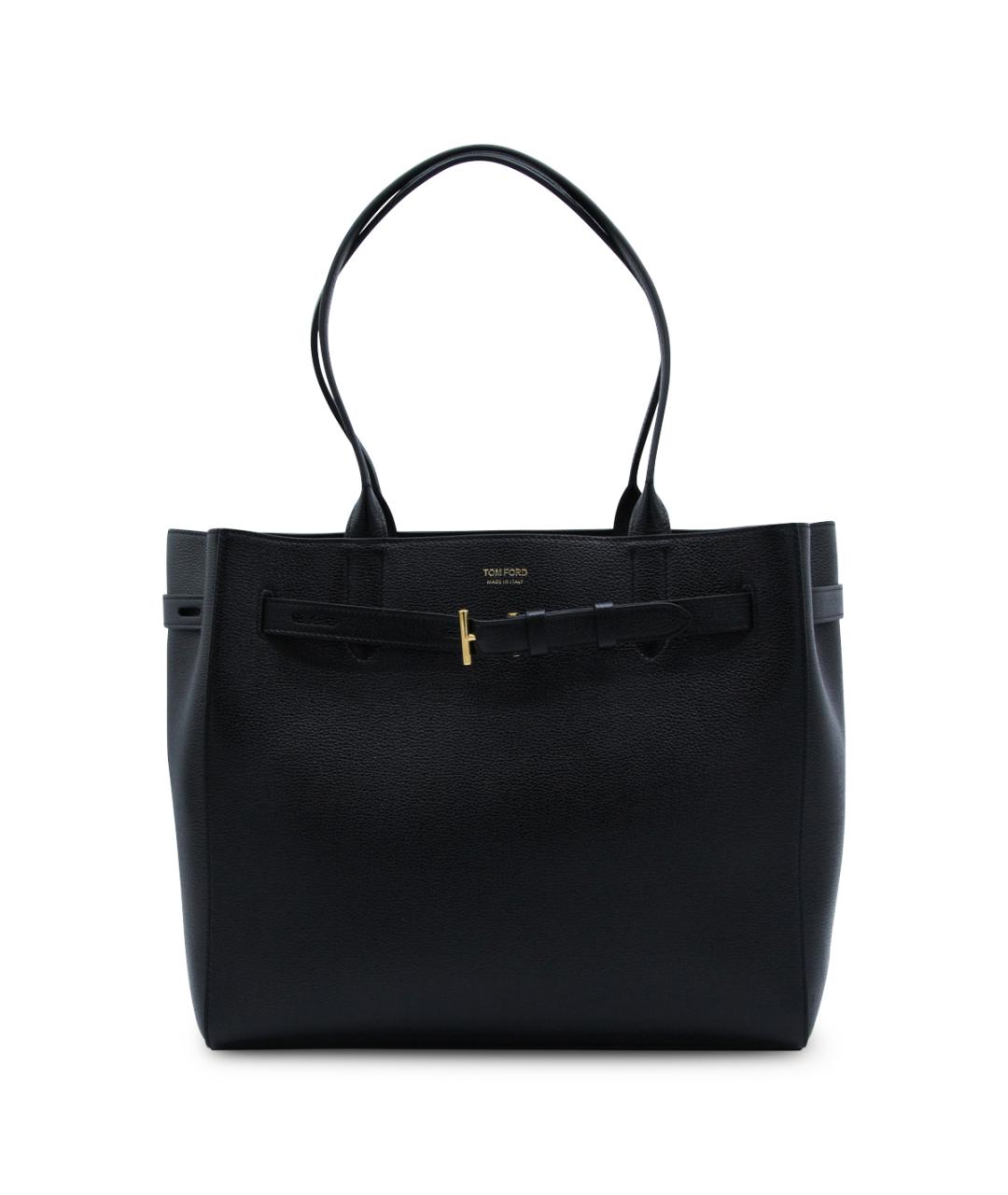 TOM FORD Черная кожаная сумка тоут, фото 1