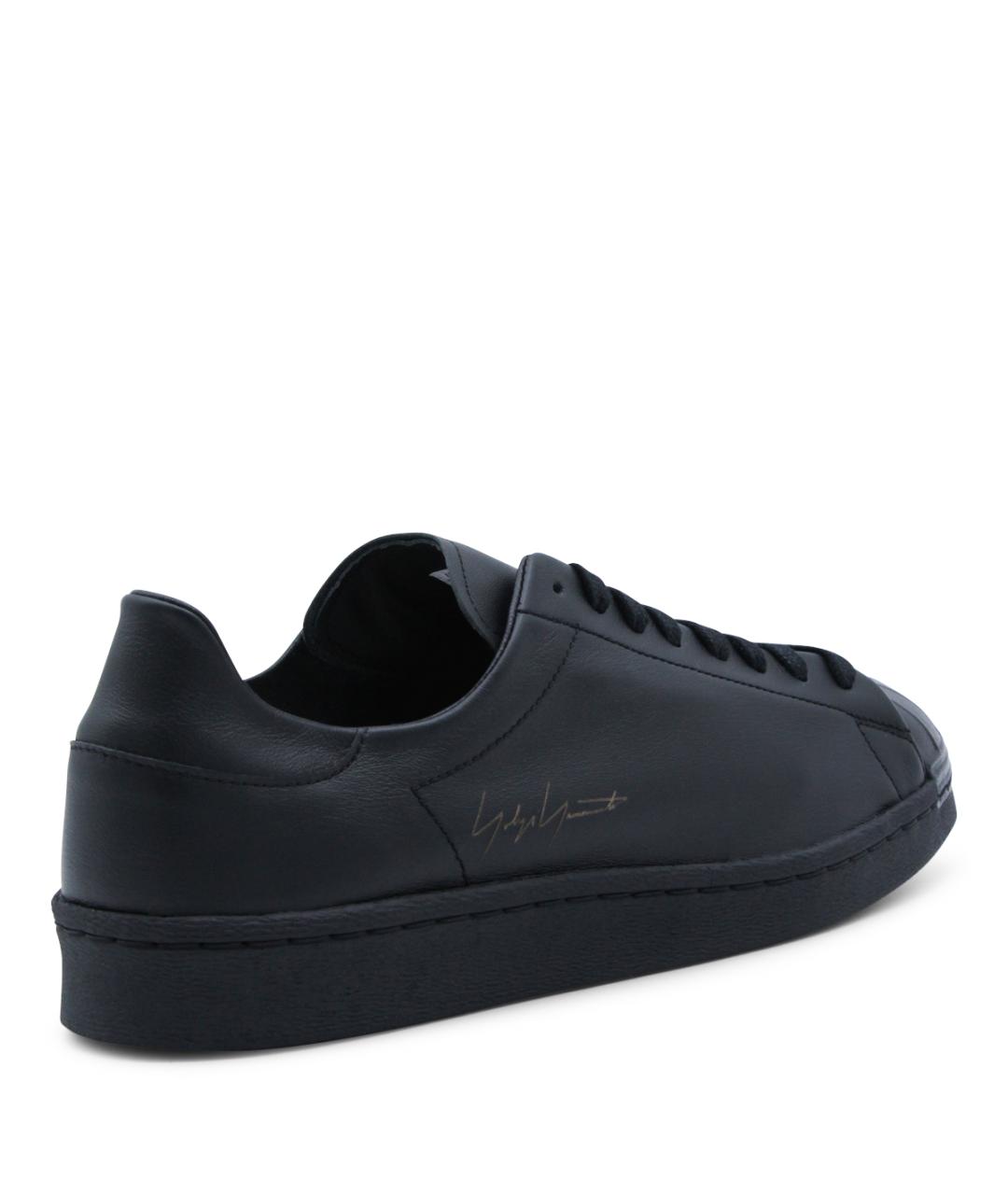 Y-3 Черные кожаные низкие кроссовки / кеды, фото 3