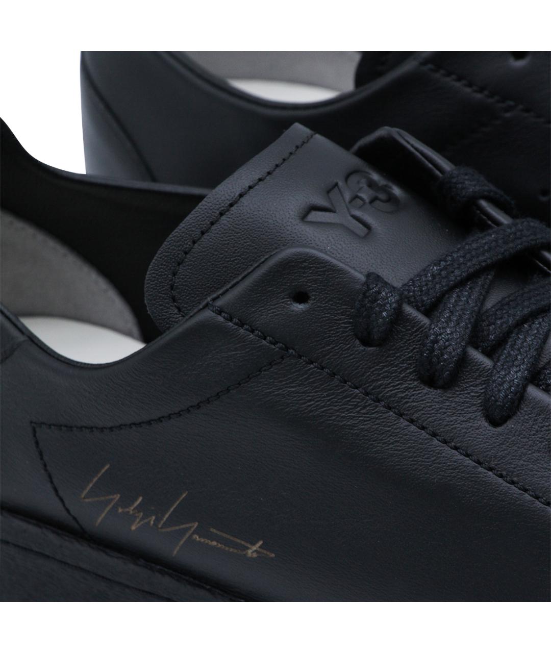 Y-3 Черные кожаные низкие кроссовки / кеды, фото 4