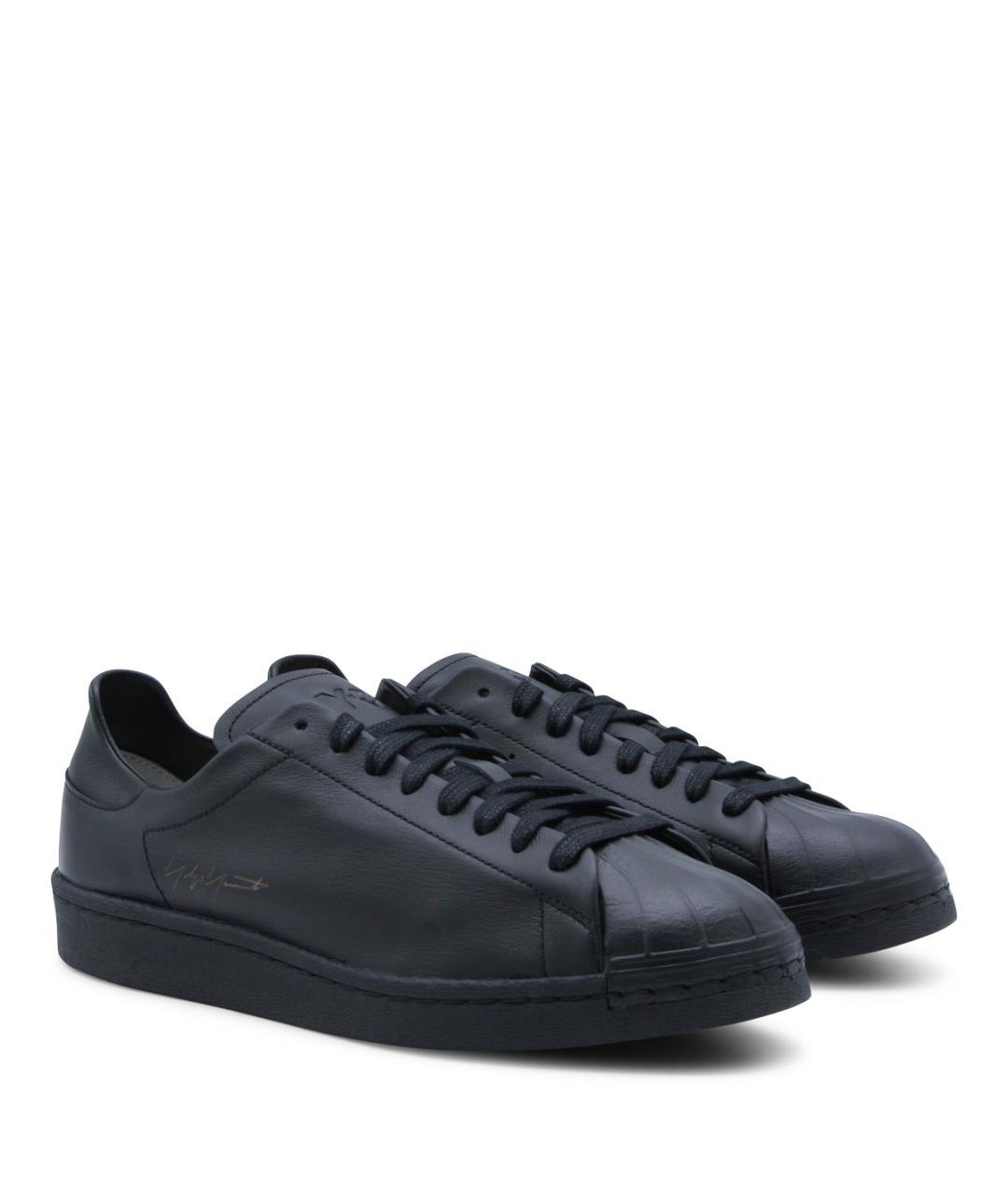 Y-3 Черные кожаные низкие кроссовки / кеды, фото 2